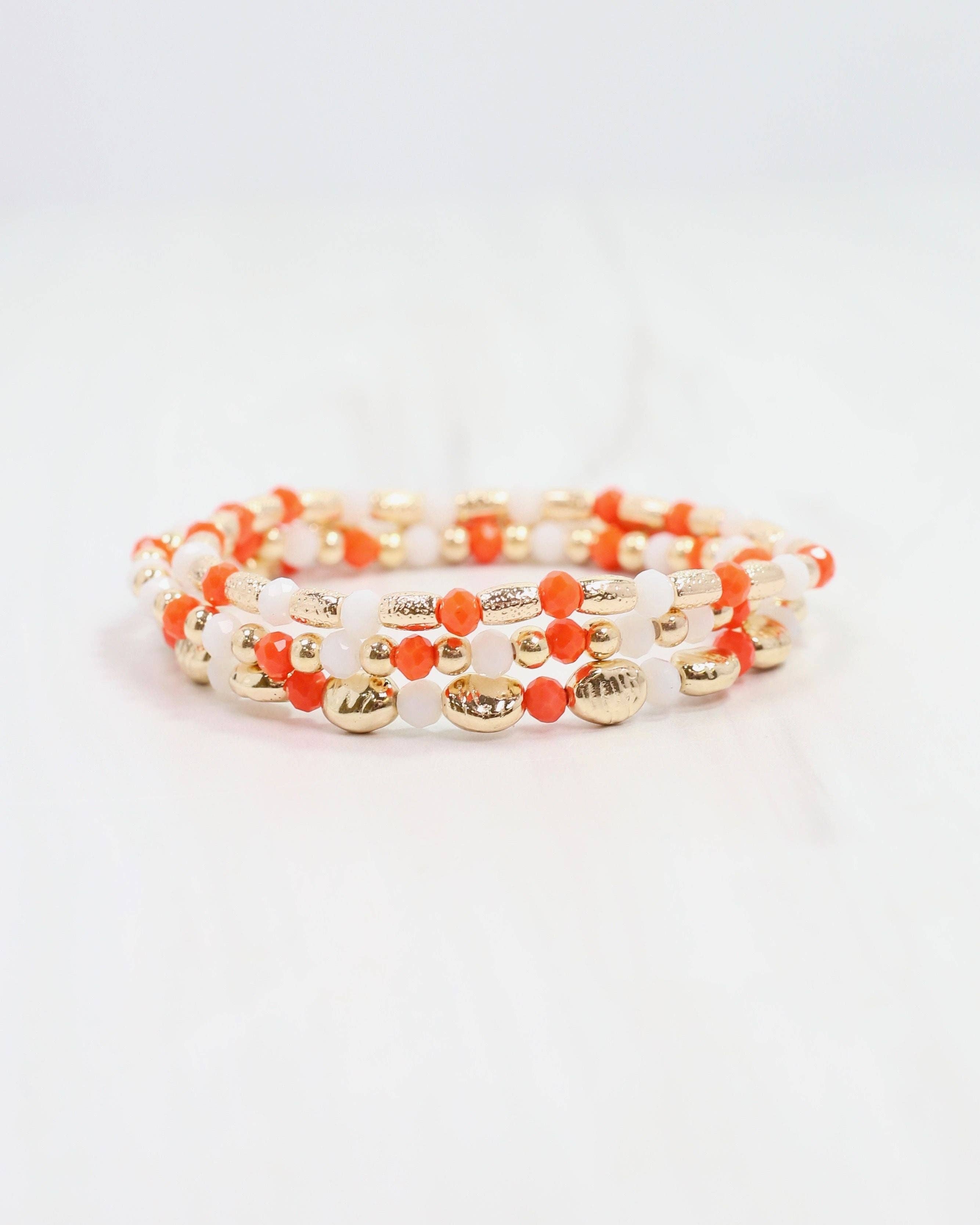 Caroline Hill - Spirit Beaded Bracelet Set Orange White