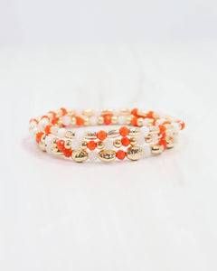 Caroline Hill - Spirit Beaded Bracelet Set Orange White