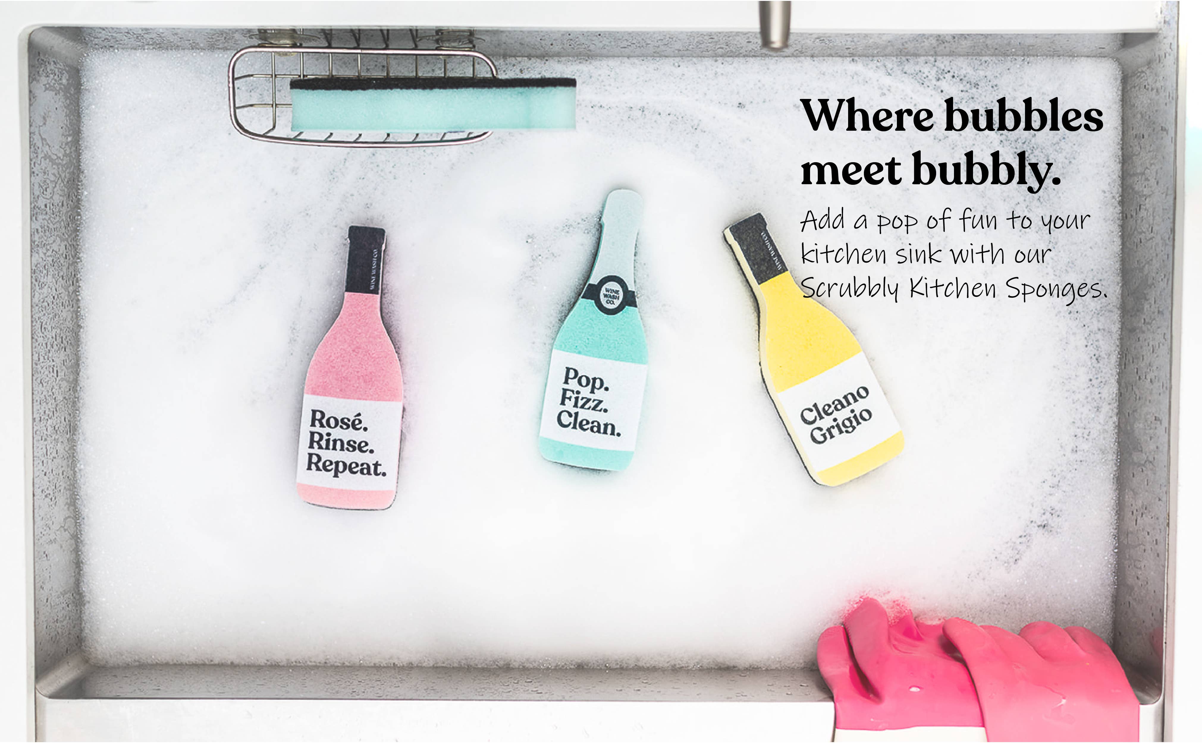 Wine Wash Co. - Scrubbly™ Kitchen Sponge: Pop Fizz