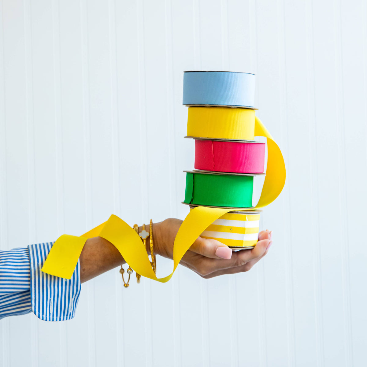 WH Hostess Social Stationery - Preppy Striped Grosgrain Ribbon | Yello ...