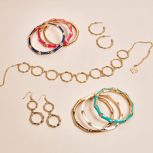 Fornash - Enamel Stone Bamboo Bracelet: Navy