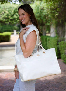 Caroline Hill - Melissa Tote Bag IVORY PATENT: Default