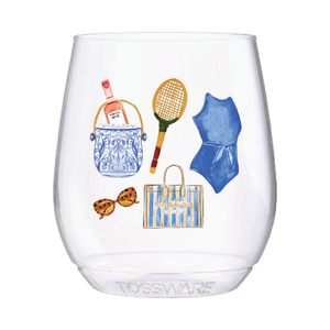 Sip Hip Hooray - Hampton Summer 14oz Stemless Wine Glass Tossware- Summer