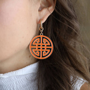 Canvas Style - Jenson Game Day Greek Keys Enamel Statement Earrings: Crimson