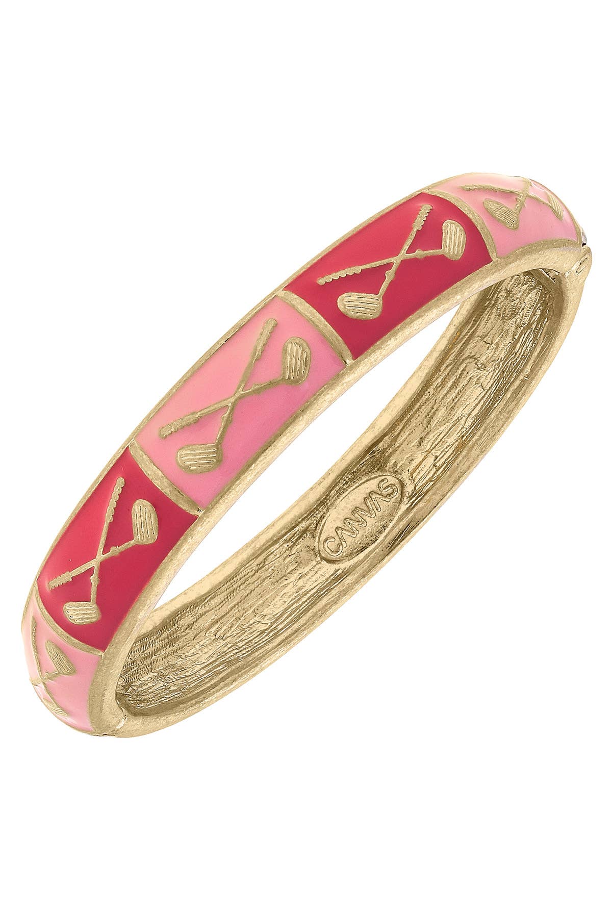Canvas Style - Elena Golf Sculpted Enamel Hinge Bangle: White