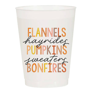 Sip Hip Hooray - Flannels Hayrides Pumpkins Frosted Cups - Thanksgiving: Pack of 6