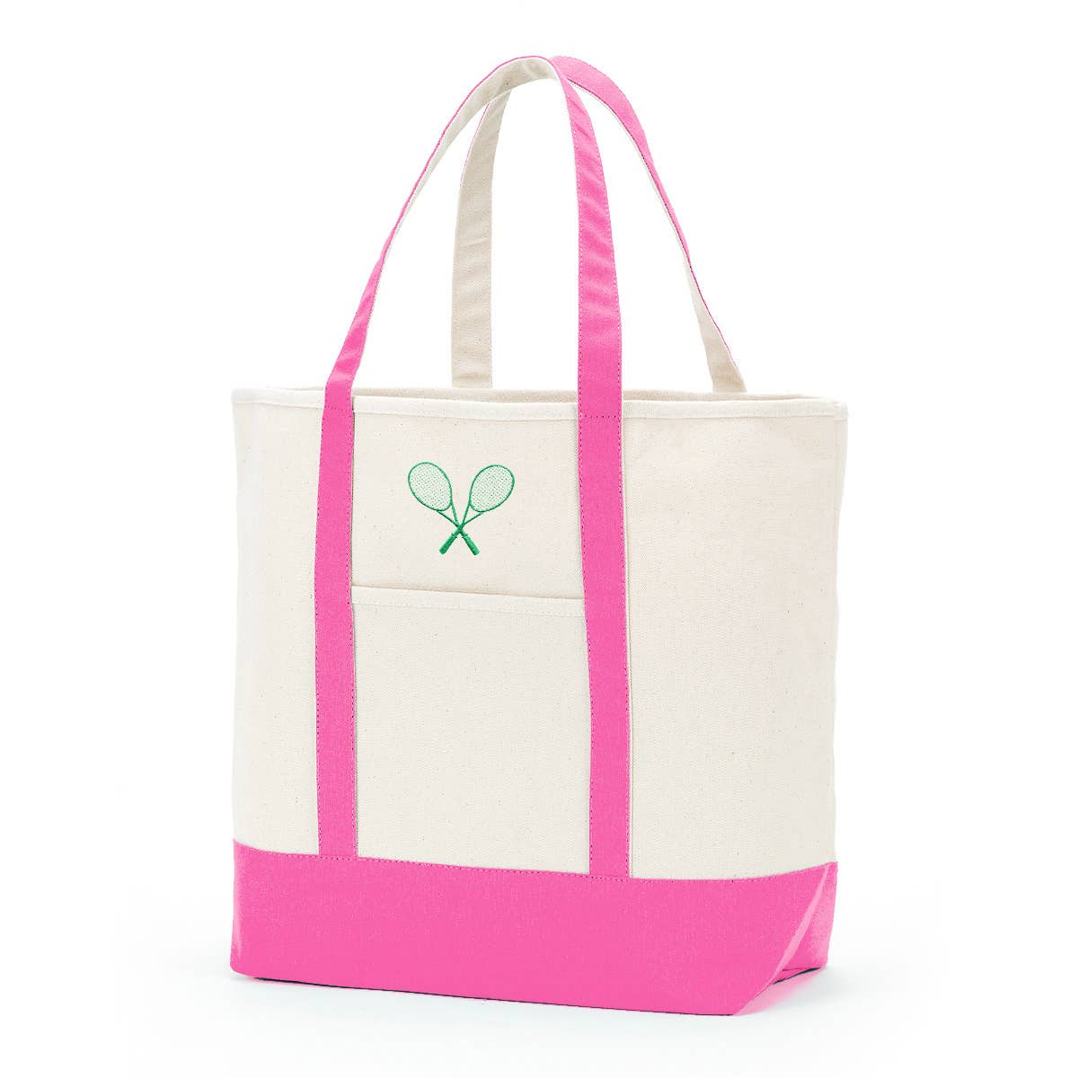 Viv&Lou - Tennis Racket Embroidered Hot Pink Everyday Tote