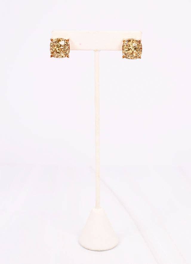 Caroline Hill - Georgie Glitter Stud Earring GOLD: Default