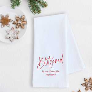 DEV D + CO. - Blitzened Is My Favorite Reindeer - Tea Towel - Christmas: RED