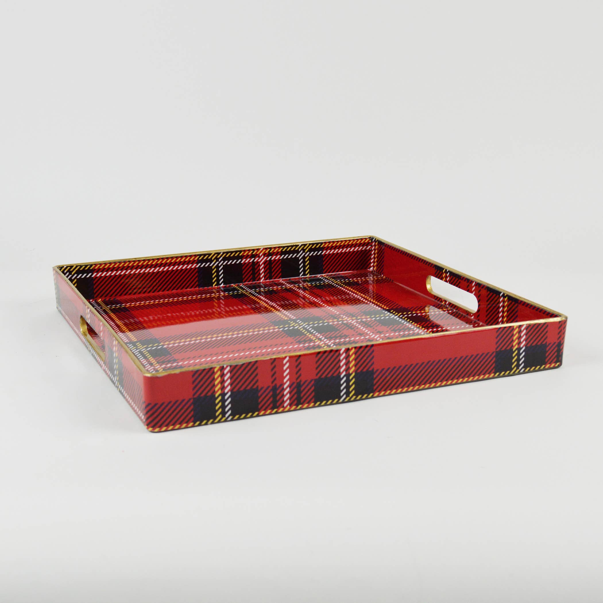 8 Oak Lane - Red Plaid Square Tray