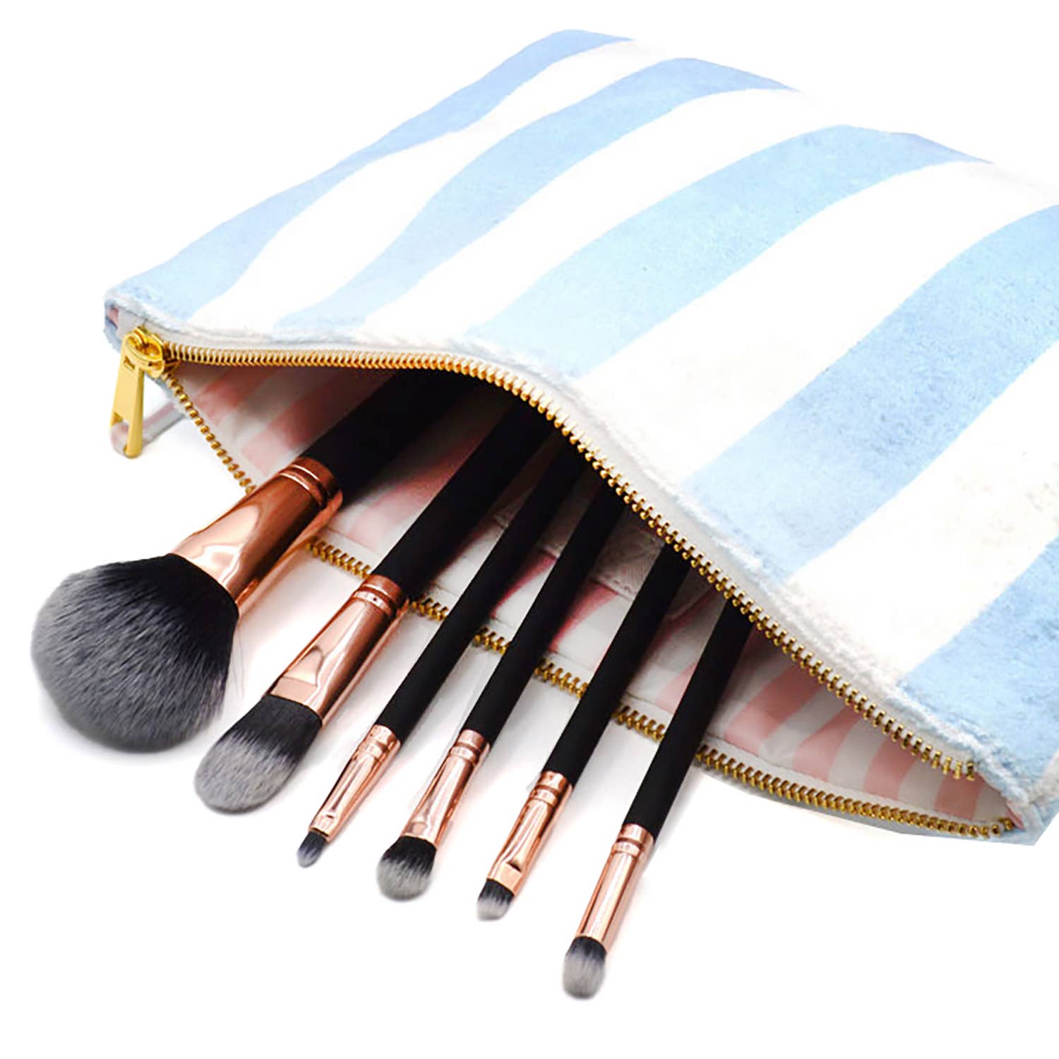 8 Oak Lane - Blue Stripe Terry Flat Pouch - Large