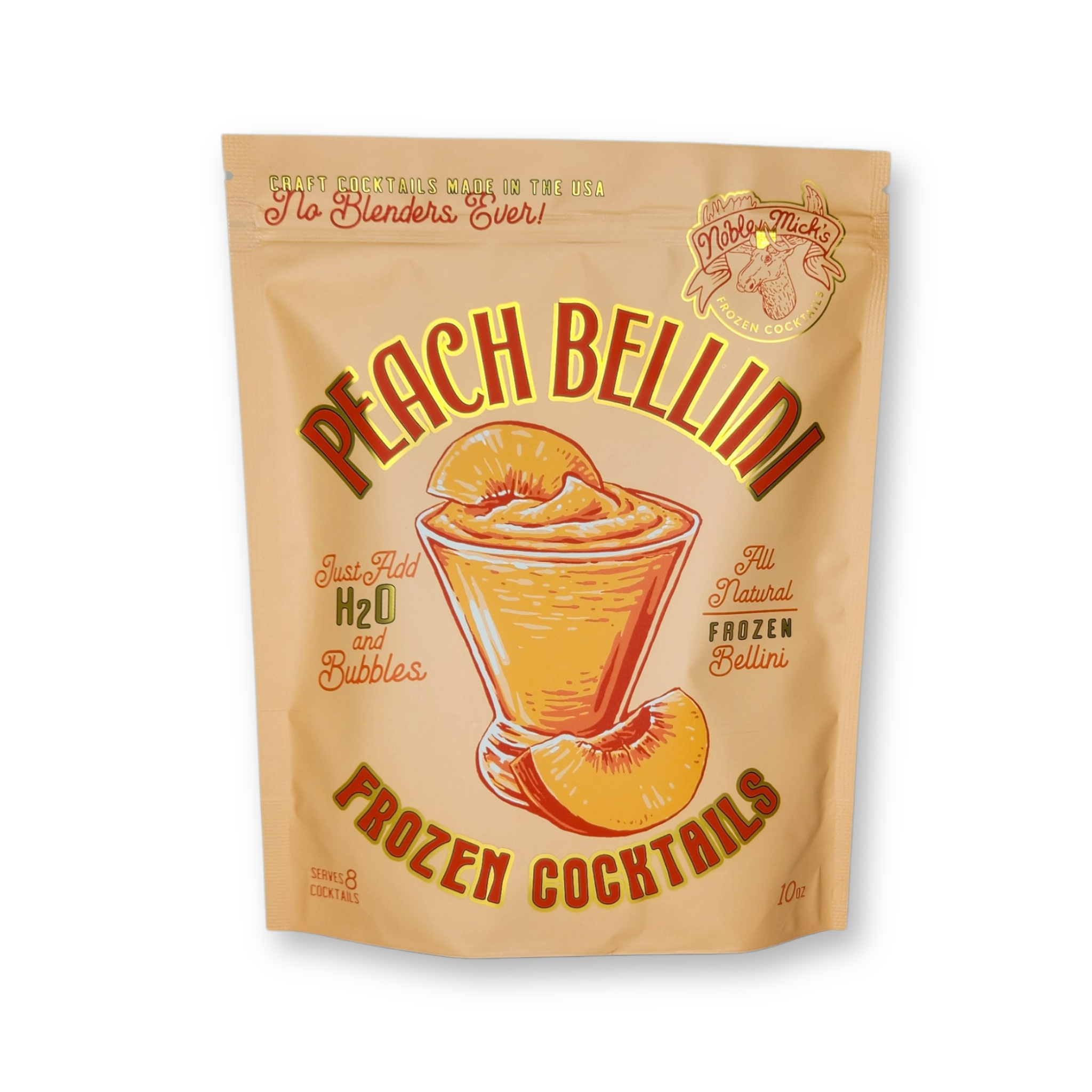 NOBLE MICK'S - Single Serve Craft Cocktails - Peach Bellini Frozen Cocktail