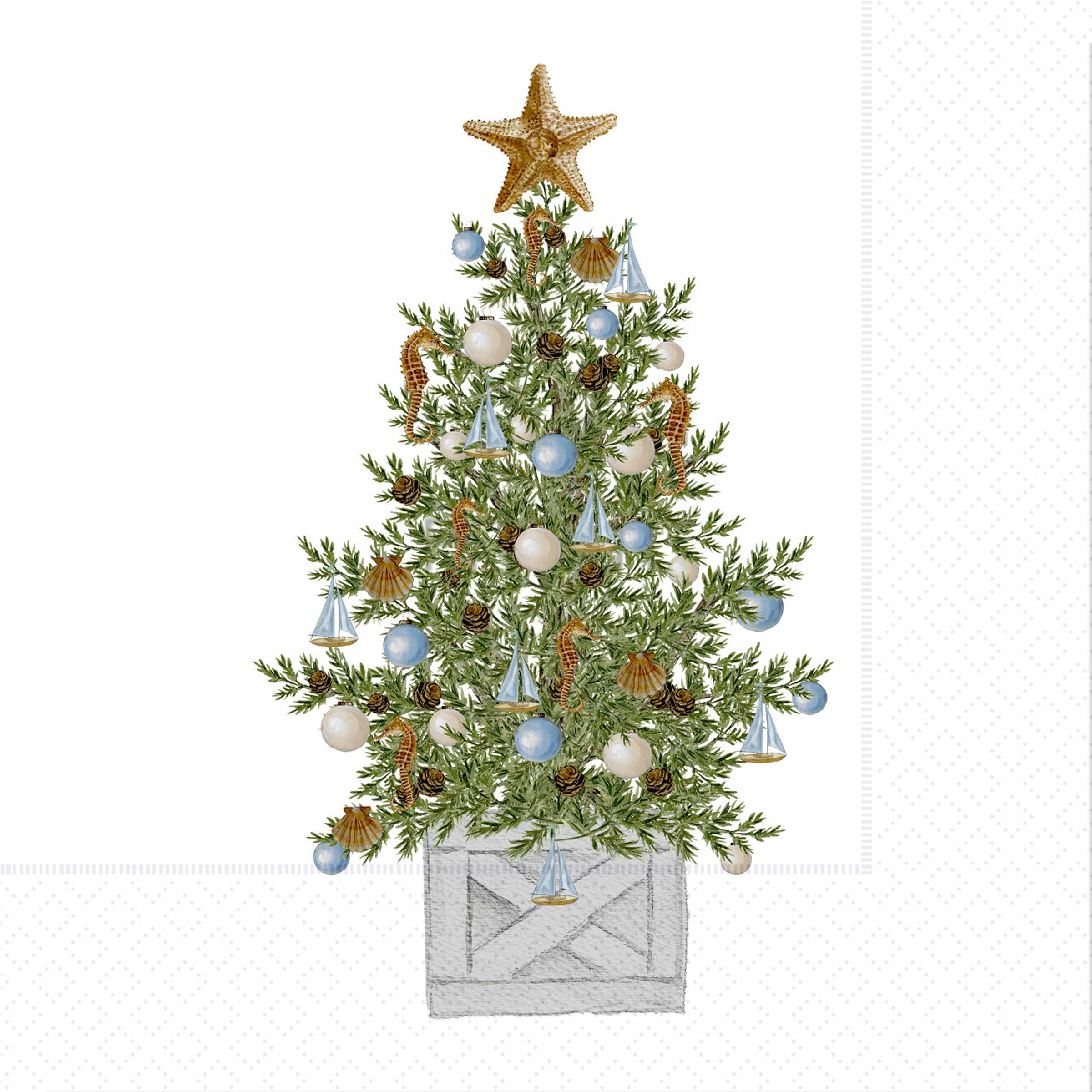 Boston International - Paper Cocktail Napkins 20ct Sea Christmas Tree Christmas