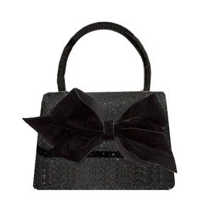 Peachy Pendants - Sparkle Purse - with Black Velvet Bow: Black