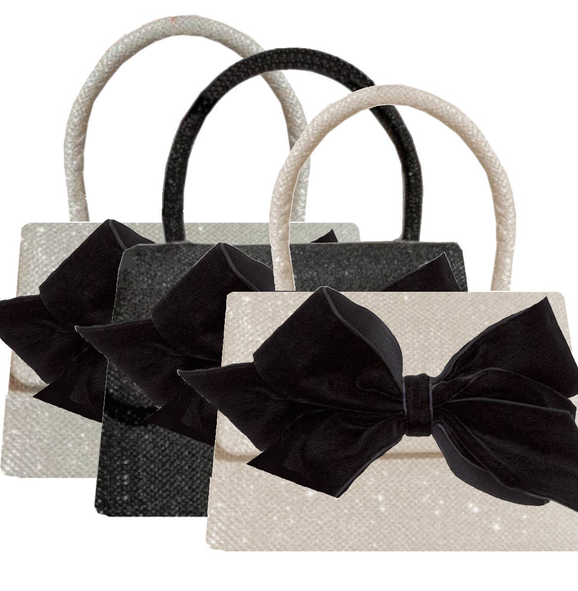 Peachy Pendants - Sparkle Purse - with Black Velvet Bow: Black