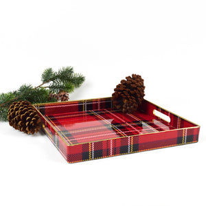 8 Oak Lane - Red Plaid Square Tray