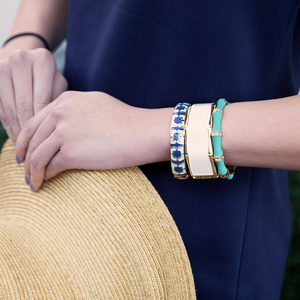 Fornash - Enamel Stone Bamboo Bracelet: Navy