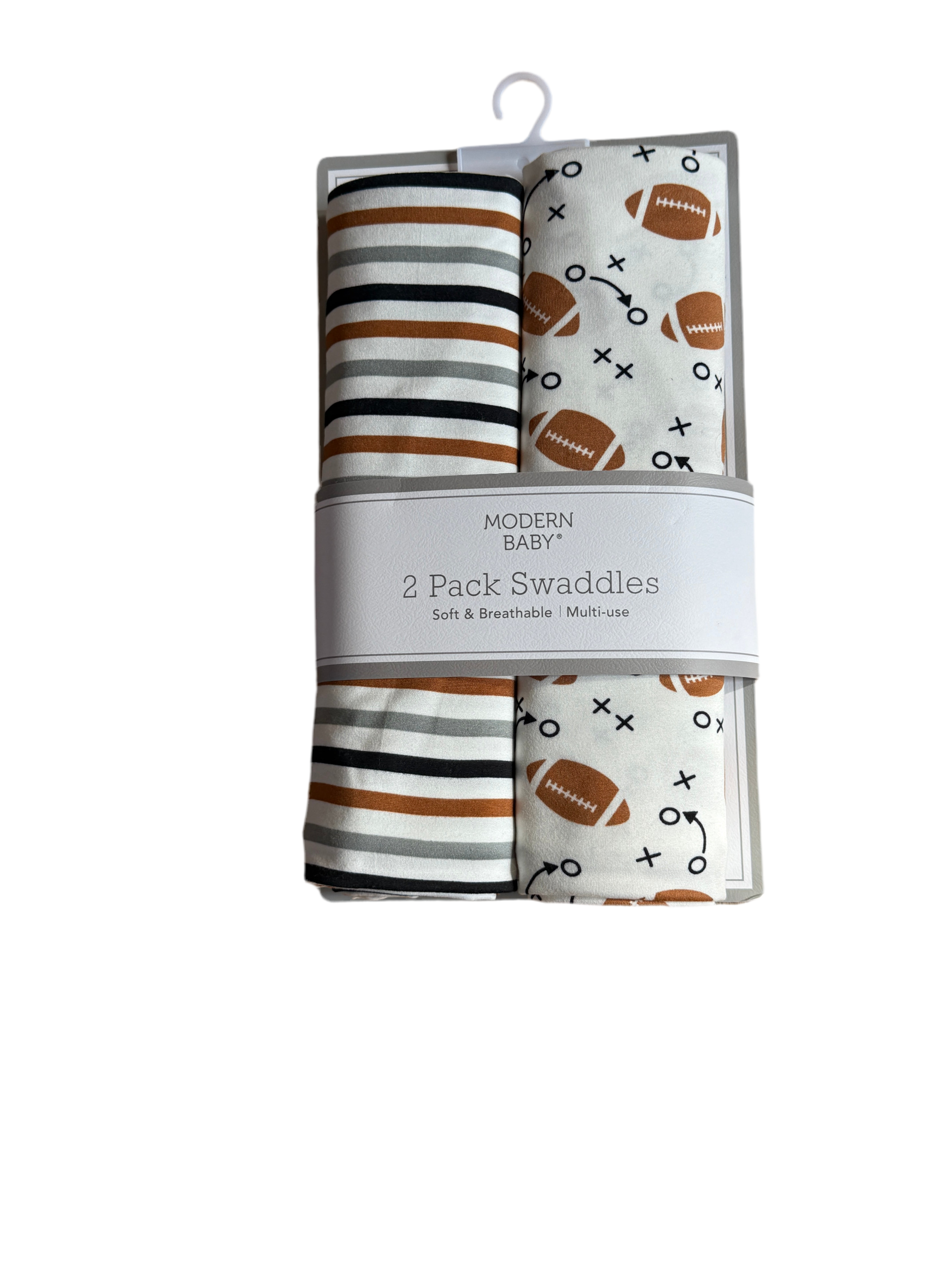 Modern Baby 2 Pack Swaddles Football