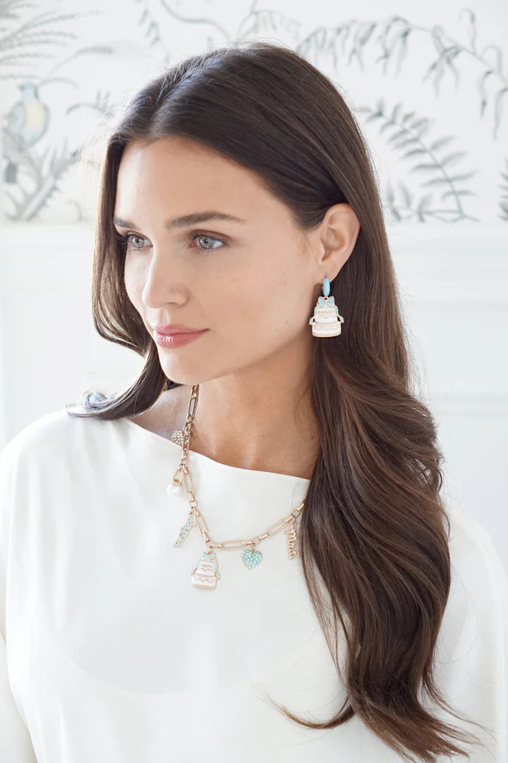 Canvas Style- Wedding Cake Enamel Huggie Hoop Earrings