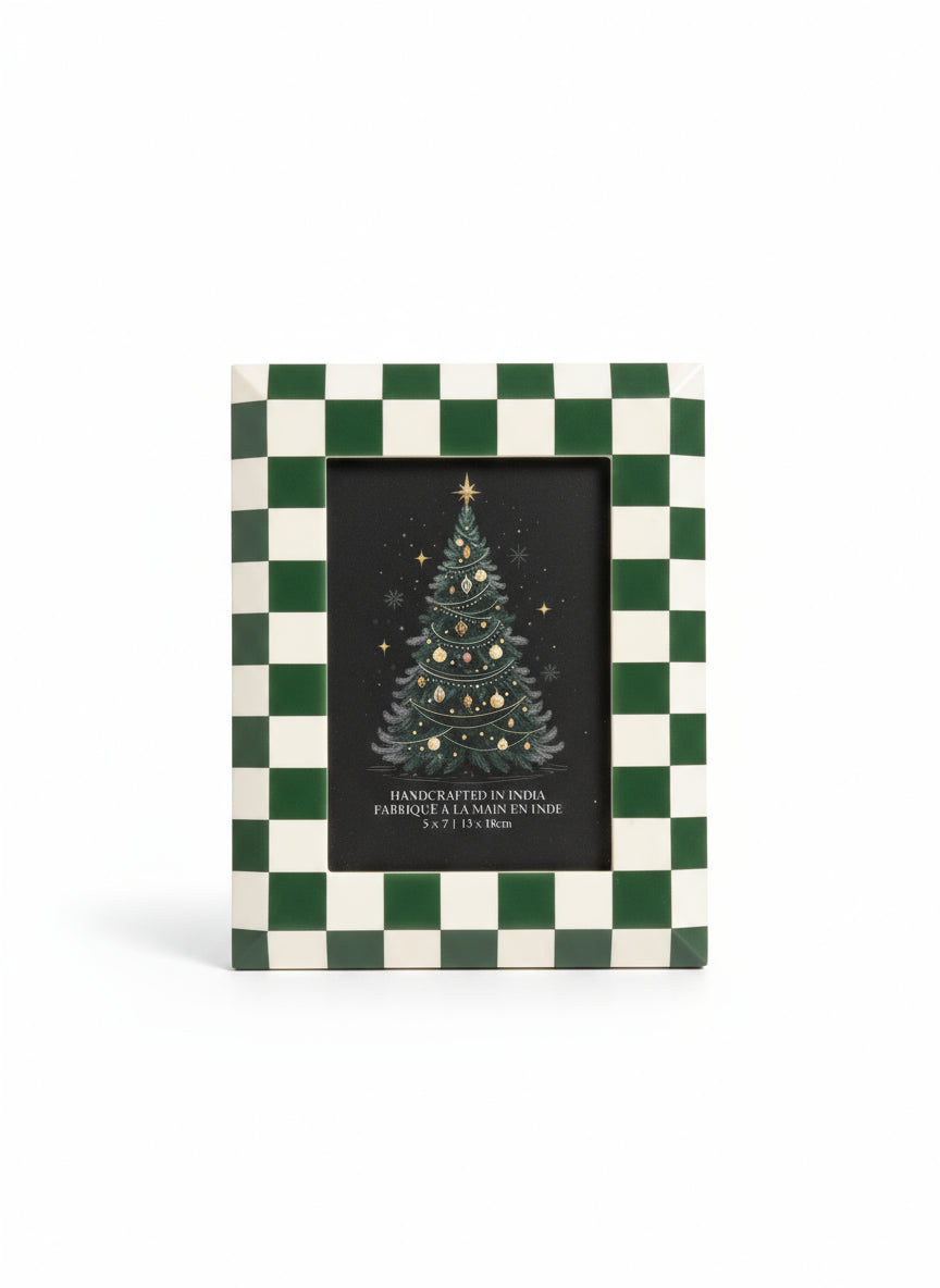 Green Checked 5x7 Photo Frame