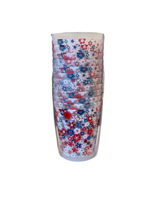 Patriotic Floral Reusable Cup Set – Set of 12