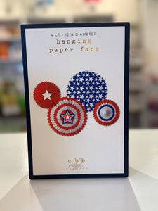 Patriotic Hanging Paper Fans – Set of 4