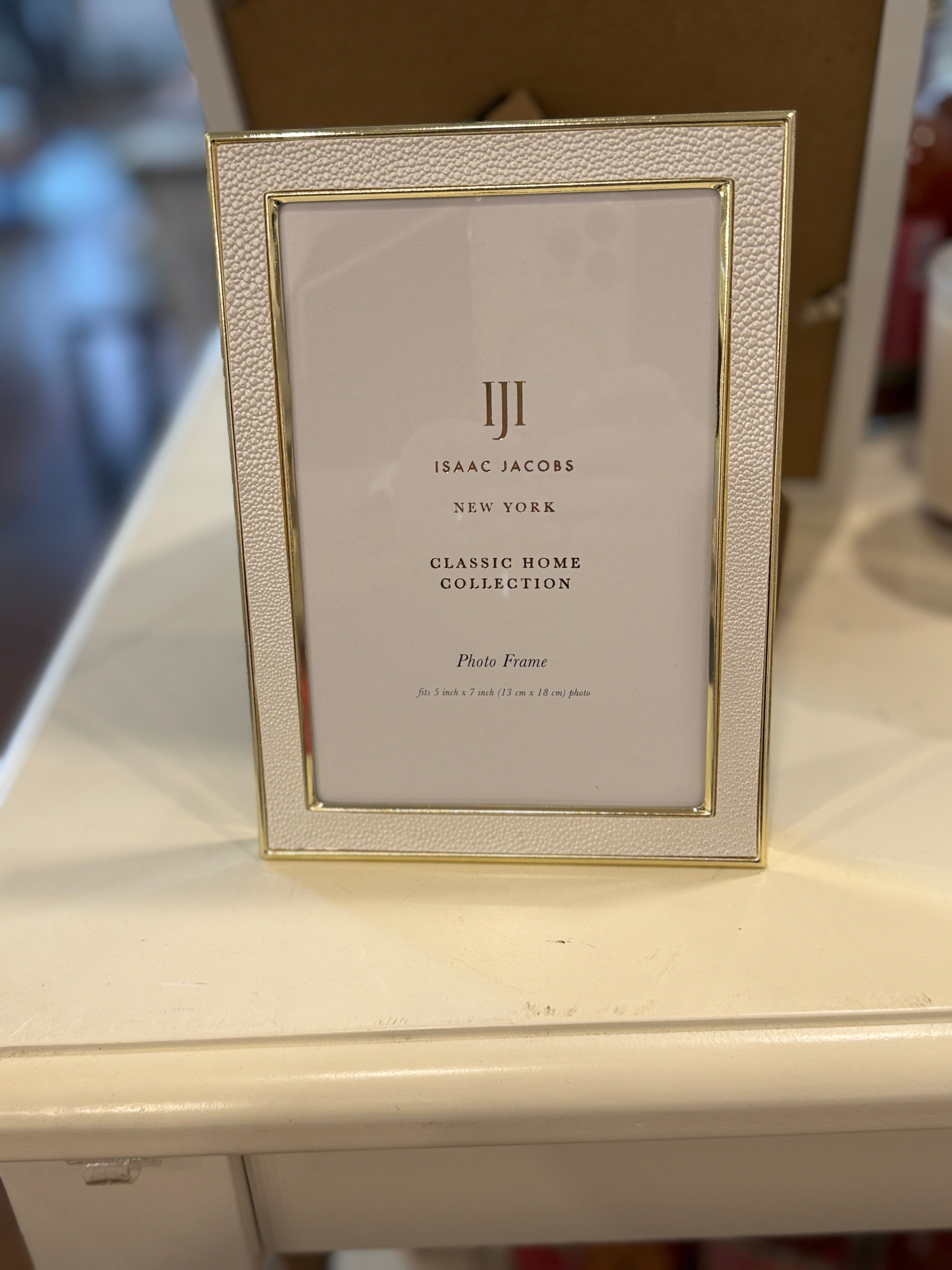 Isaac Jacob’s White Leather Frame 5x7