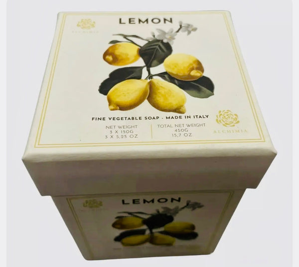 Alchimia Lemon Fine Vegetable Soap – Set of 3 (Made in Italy