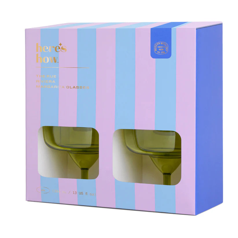 Here’s How – The Rue Riviera Margarita Glasses (Set of 4) Mint