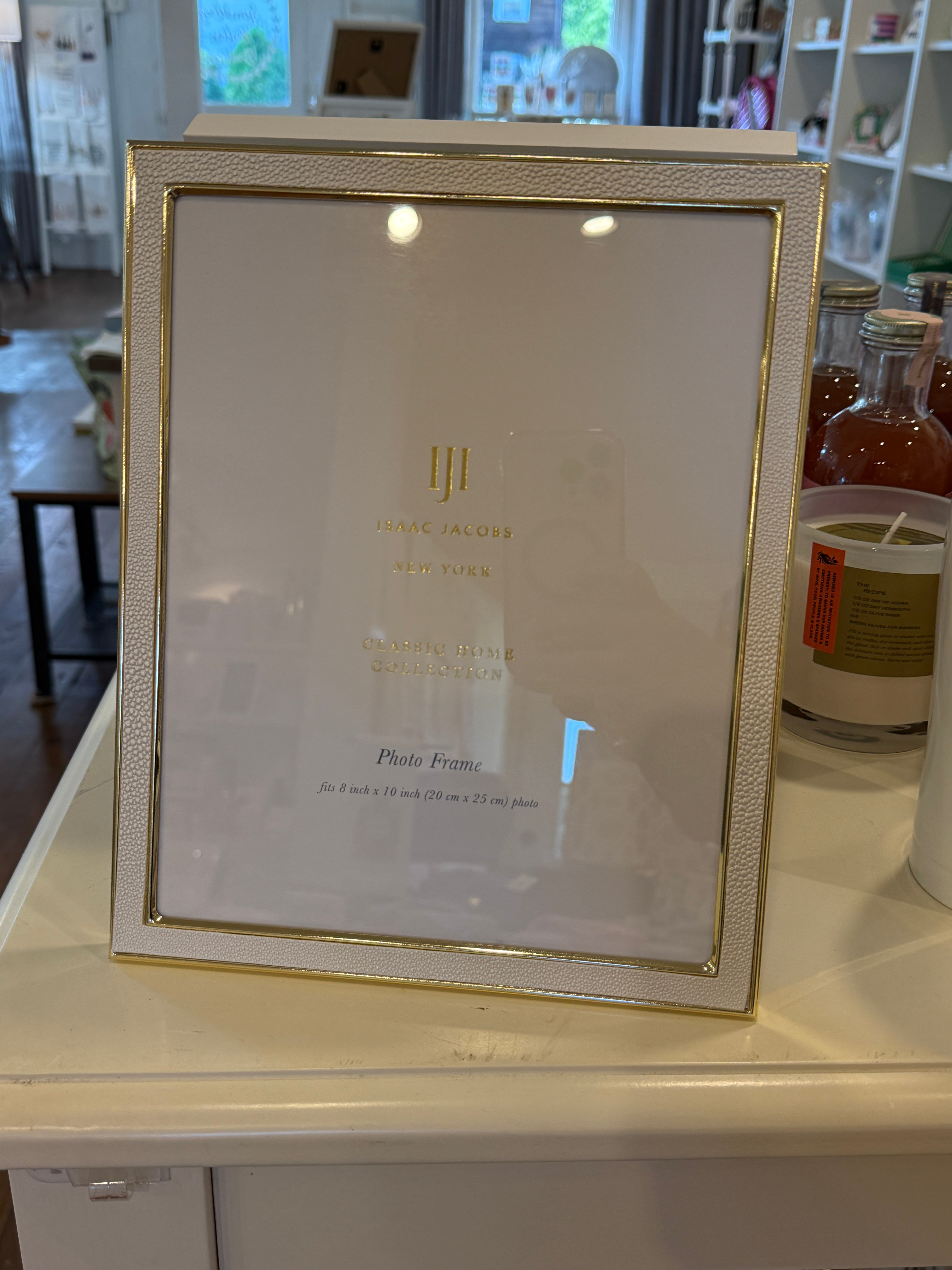 Isaac Jacob’s 8x 10 White Leather with Gold Metal