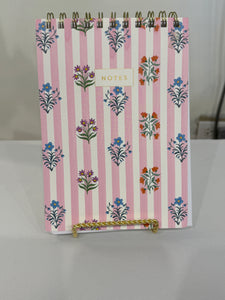 Pink Striped Floral Notebook – Top Spiral Bound