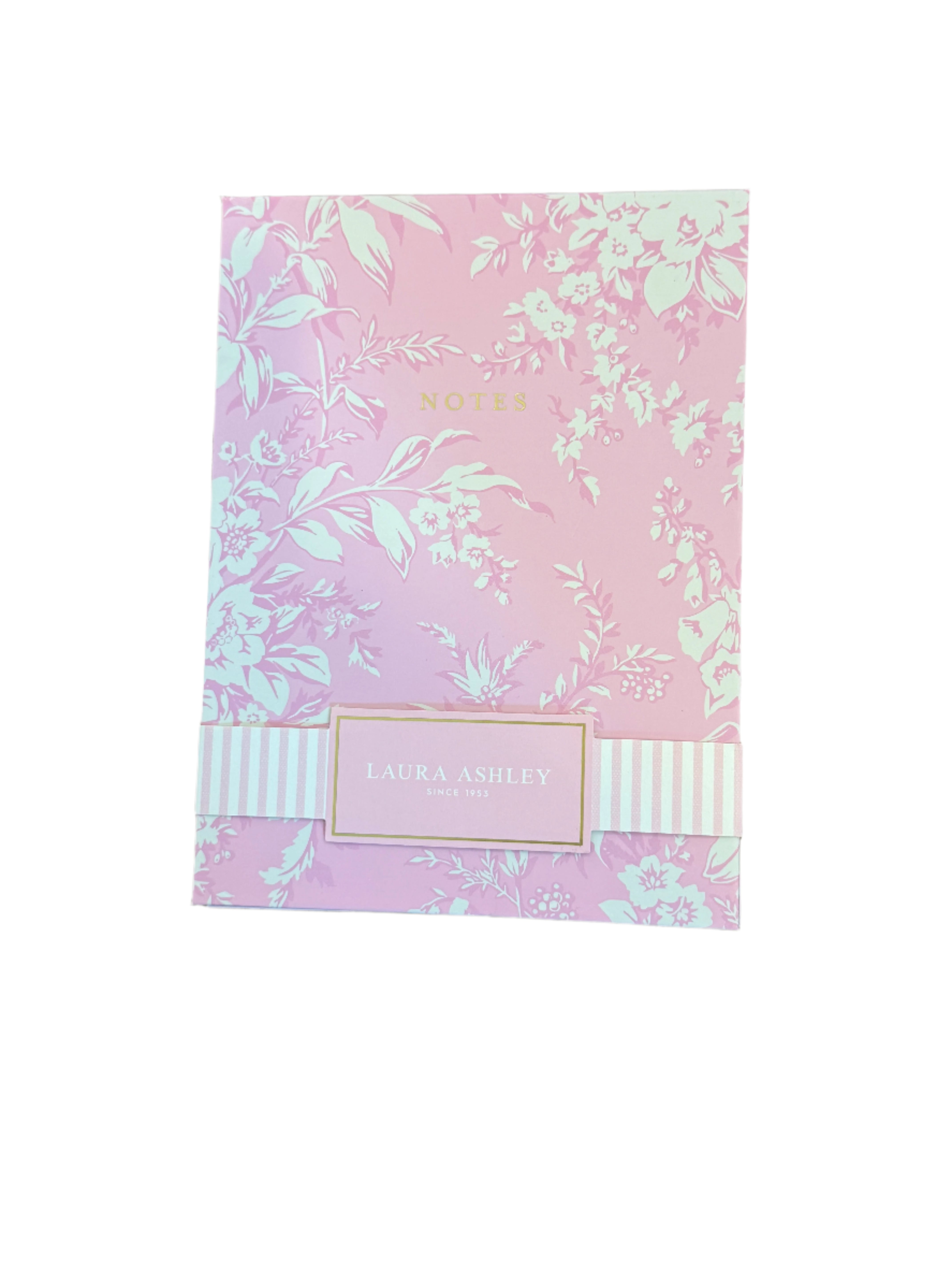 Laura Ashley Pink Note Pad with Gold Pen 6x8 size