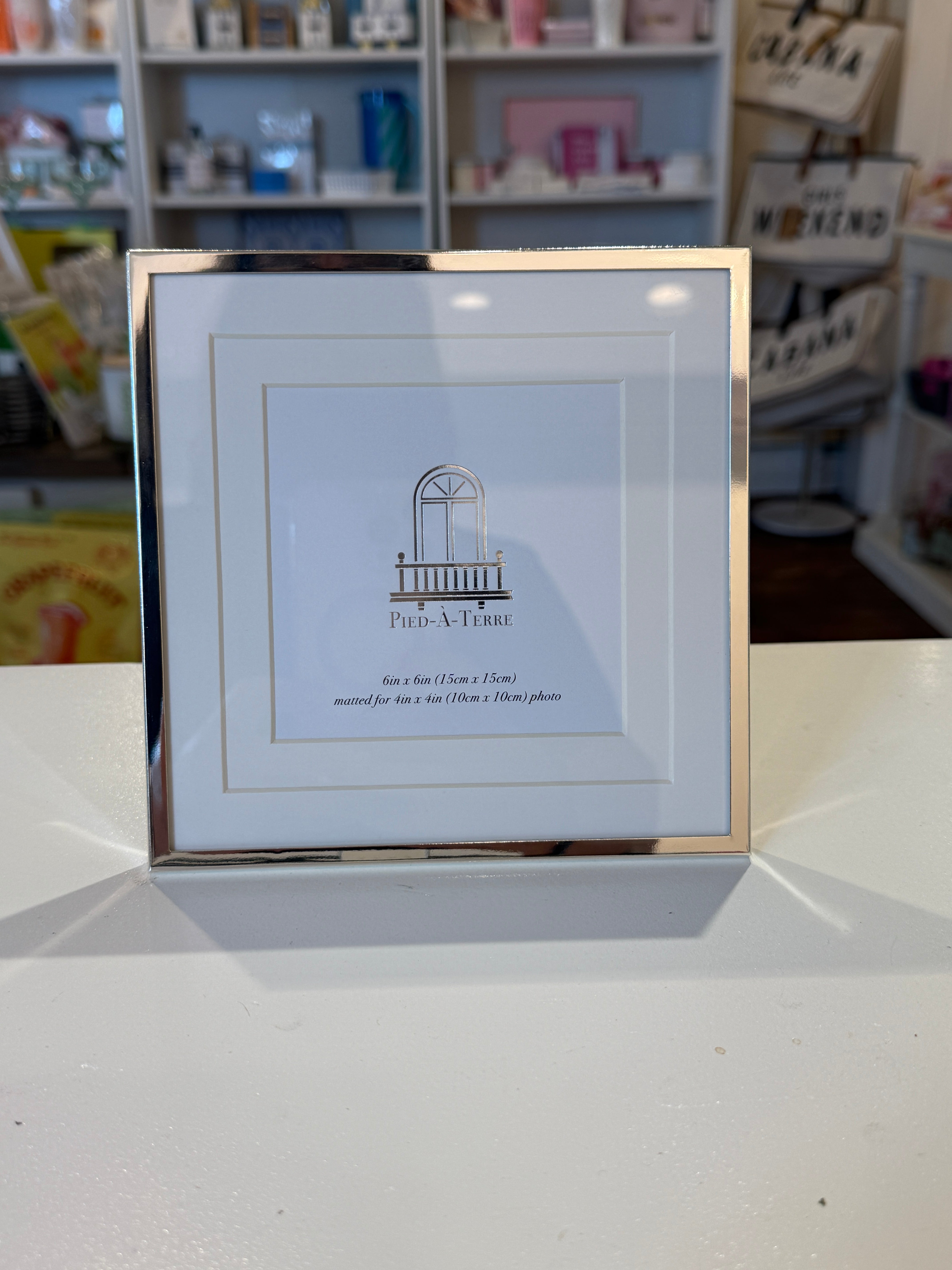Elegant Silver Photo Frame – 6” x 6” (Matted for 4” x 4”)