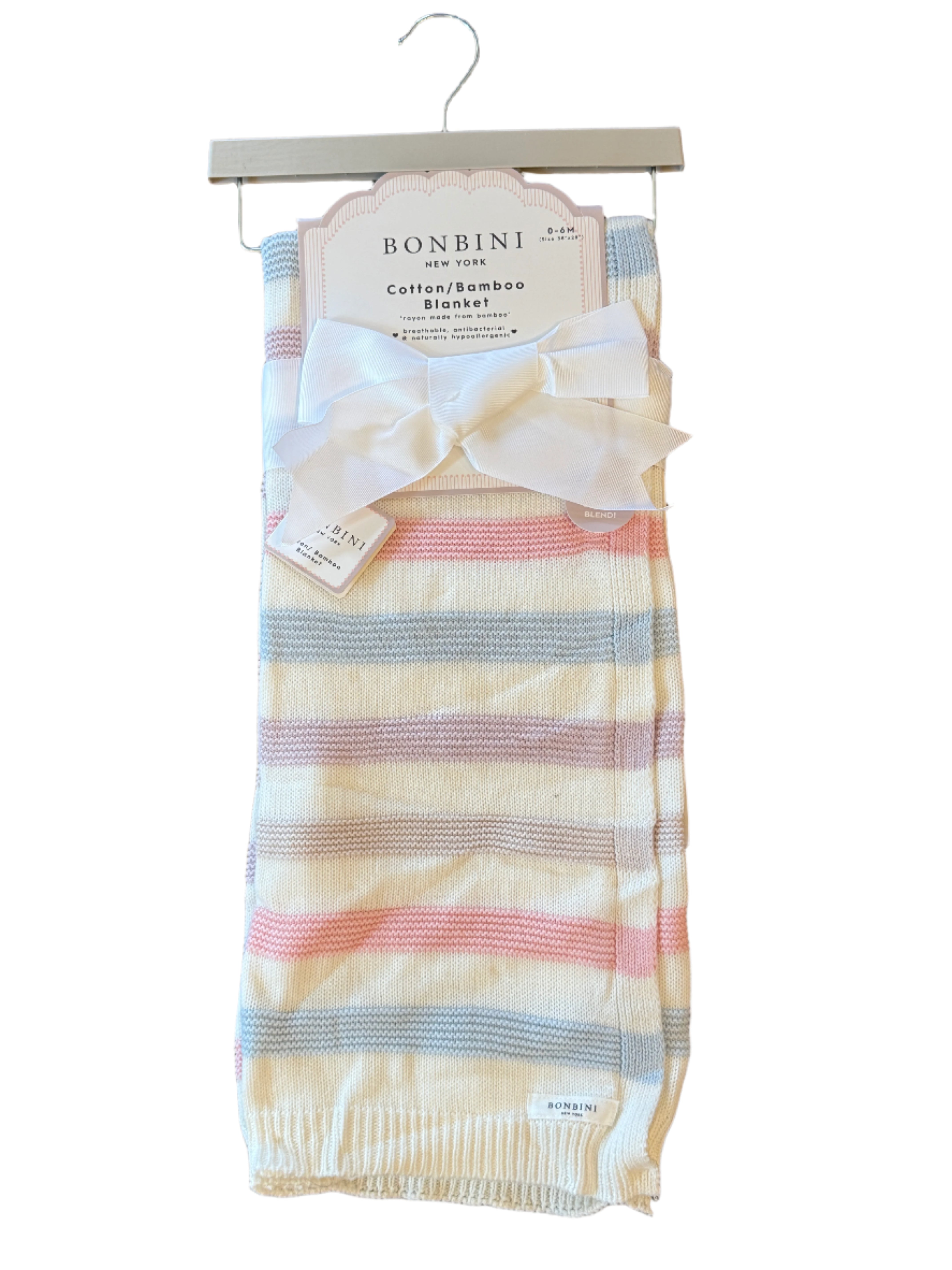 Bonbini Cotton/Bamboo Baby Blanket – Pastel Stripe