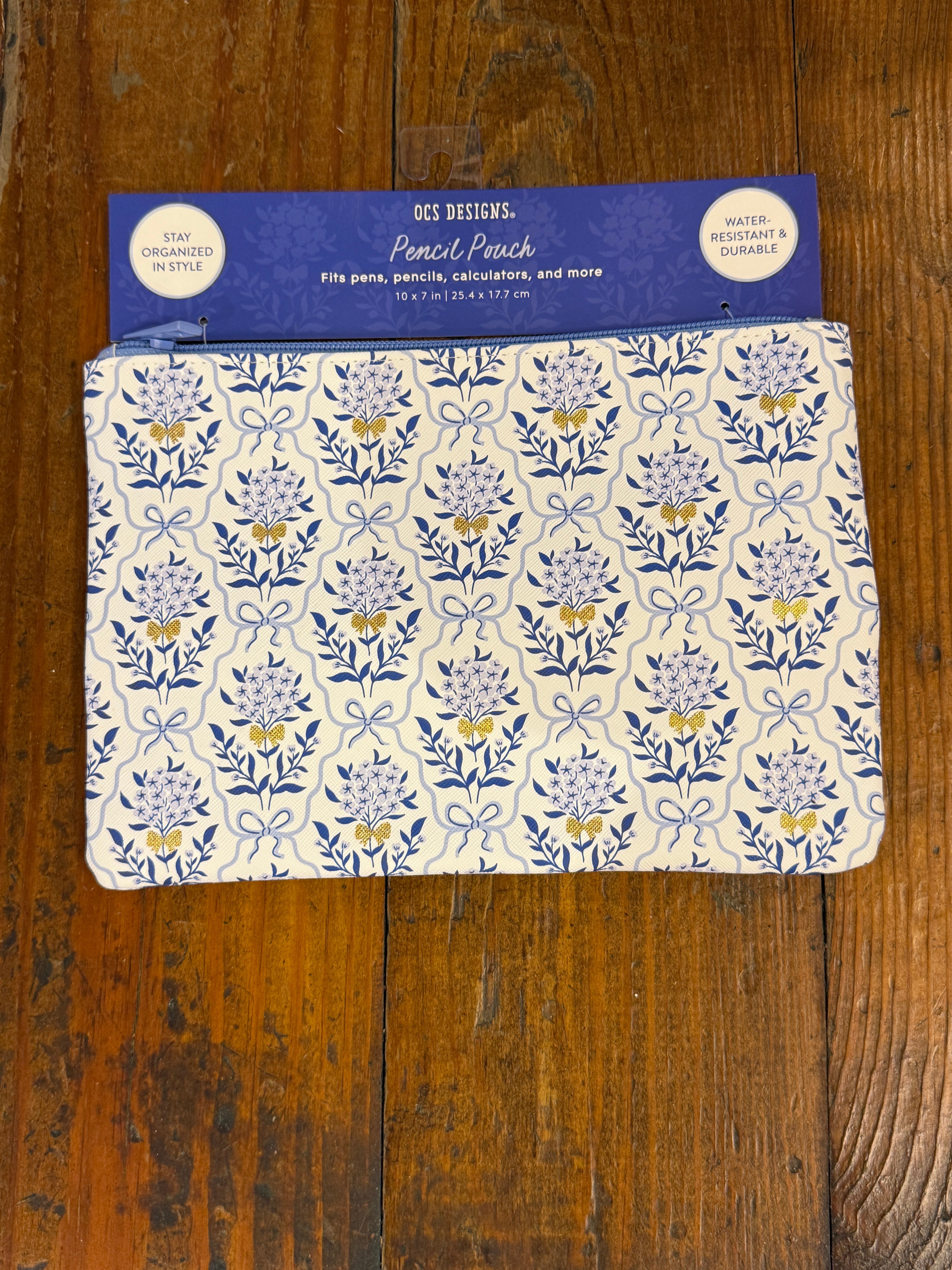 Blue Floral Pencil Pouch – OCS Designs