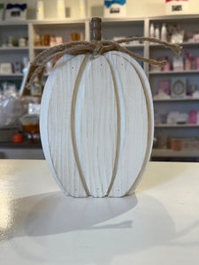 Rustic Wooden White Pumpkin –9” Height
