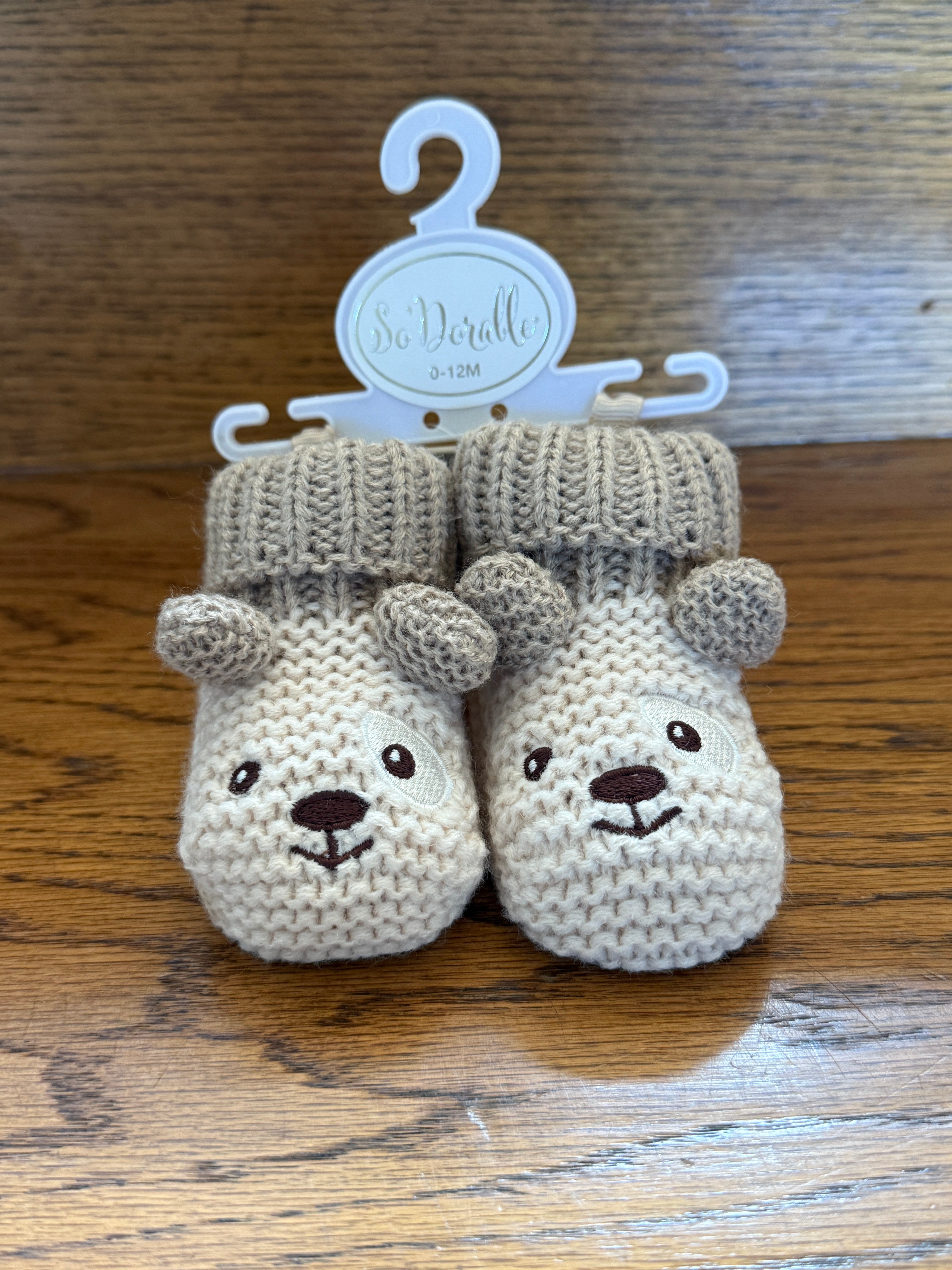 So Dorable Knit Bear Booties (0–12M)