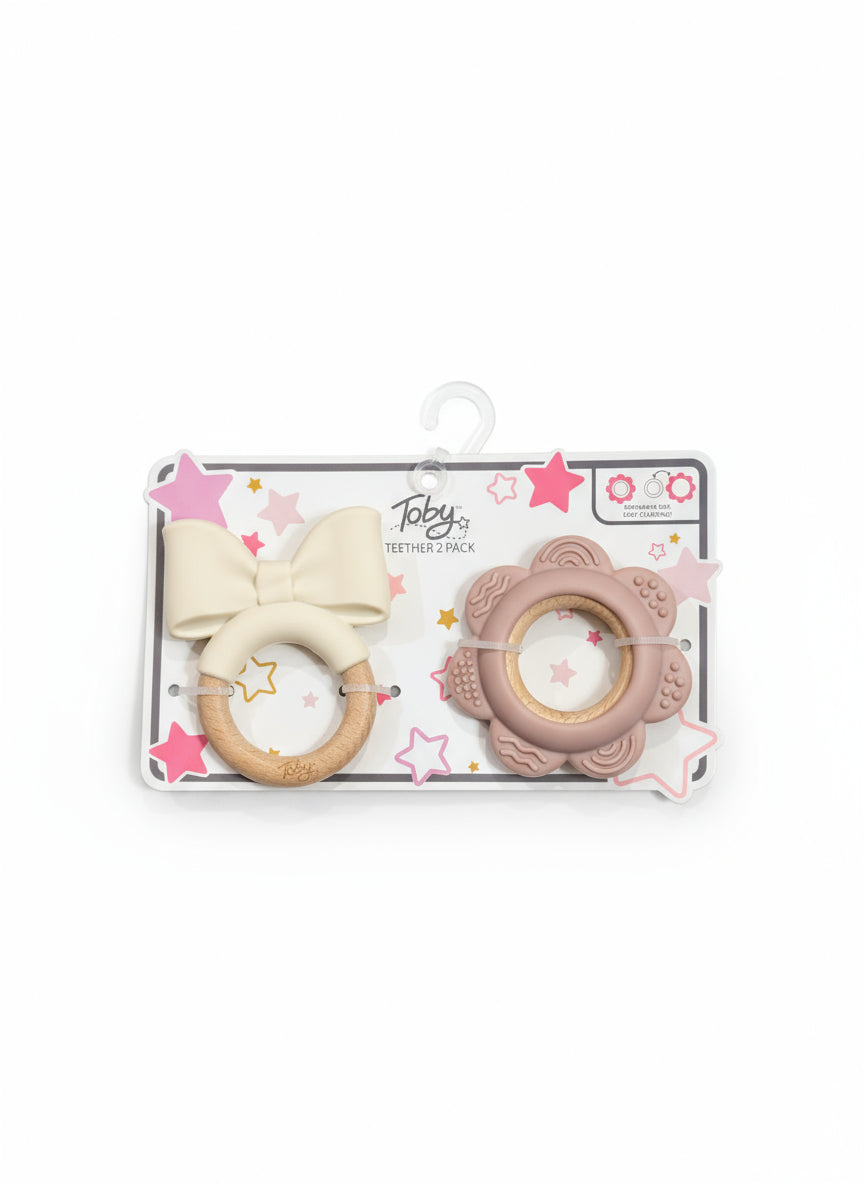 Toby & Company 2-Pack Silicone &amp; Wood Teethers