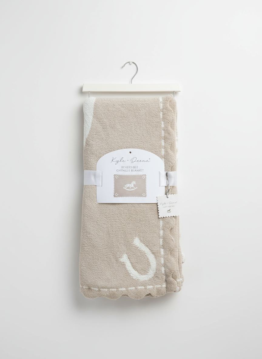 Kyle & Dreams Reversible Chenille Equestrian Blanket Tan