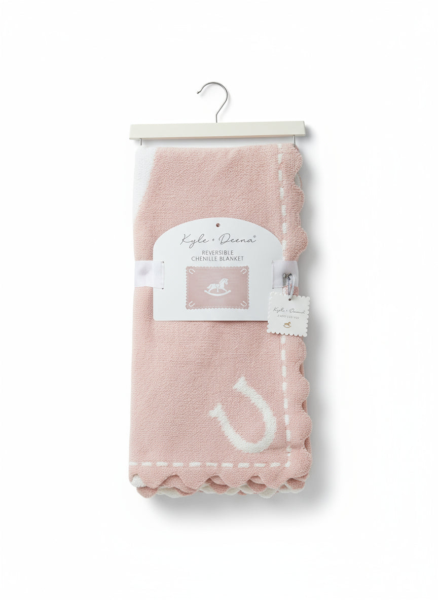 Kyle & Dreams Reversible Chenille Equestrian Blanket Pink