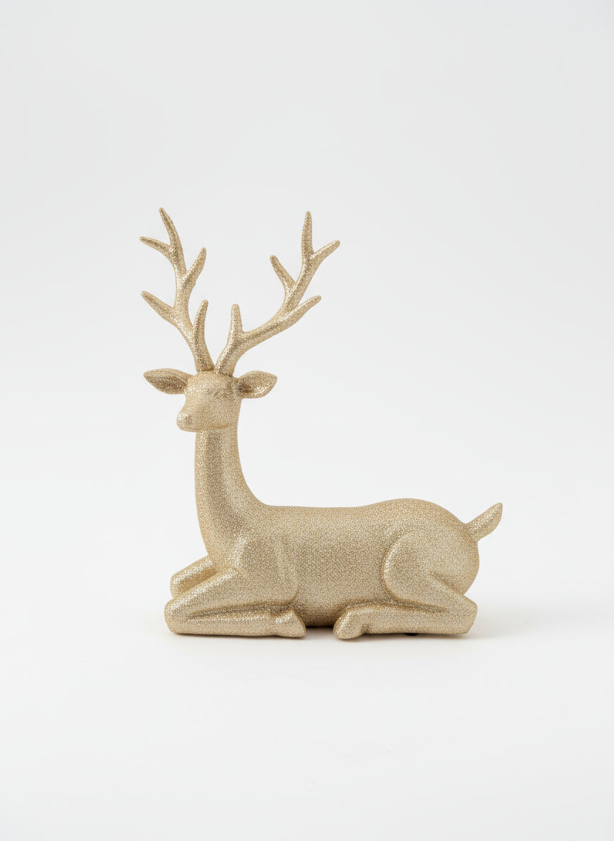 Gold Glitter Deer Figurine