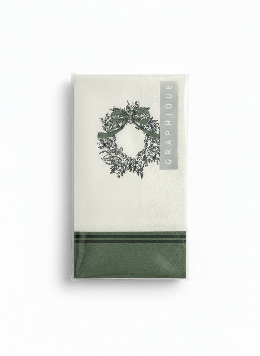 Black & Green Wreath Napkins
