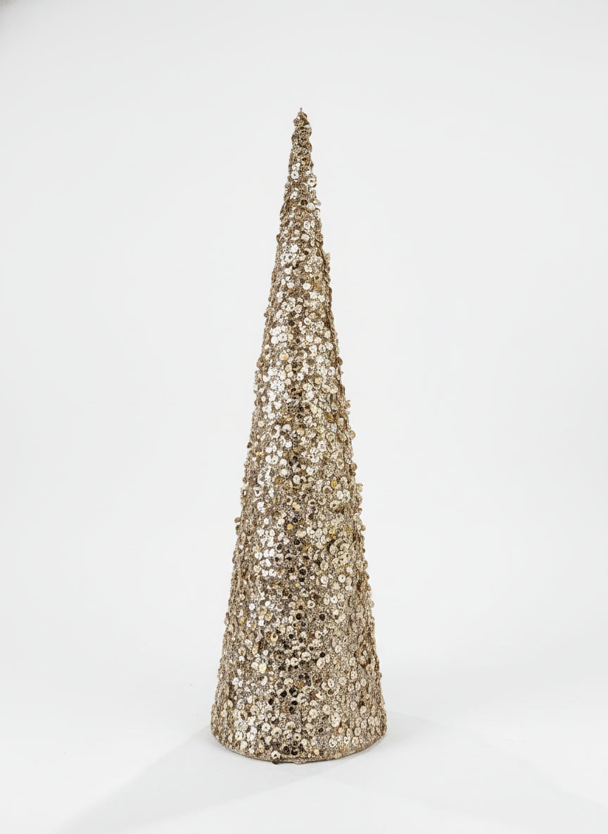 Gold Sequined Christmas Tree 12 inches