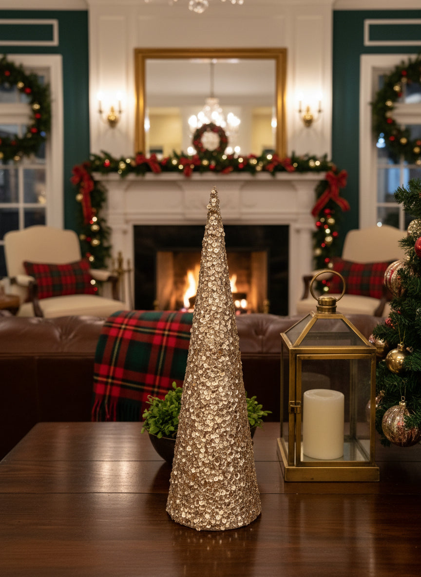 Gold Sequined Christmas Tree 18 inches