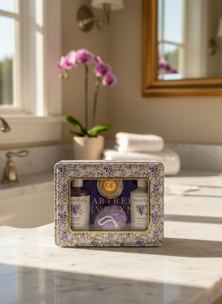 Crabtree & Evelyn Wisteria Tin 4 Piece Gift Set