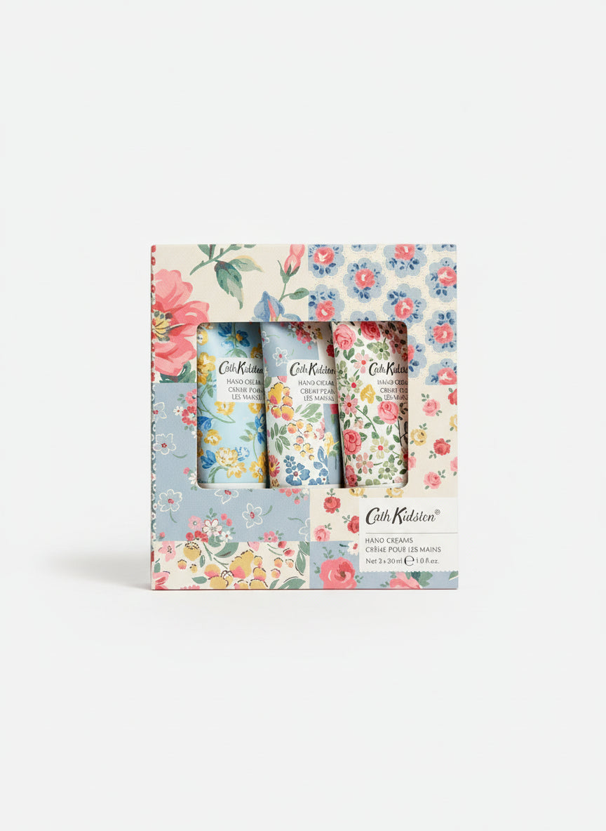 Cath Kidston Hand Cream Trio in Honeysuckle and Cornflowers Scent, 3 x 30ml