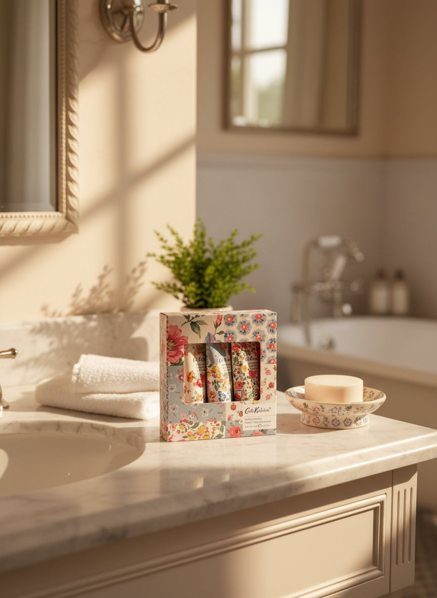 Cath Kidston Hand Cream Trio in Honeysuckle and Cornflowers Scent, 3 x 30ml