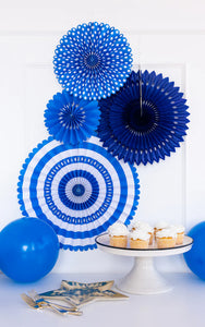 My Mind's Eye - Blue and White Party Fan Set