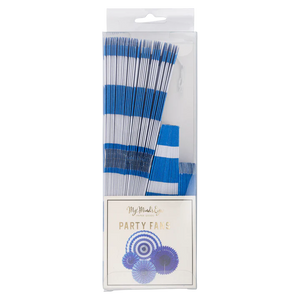 My Mind's Eye - Blue and White Party Fan Set