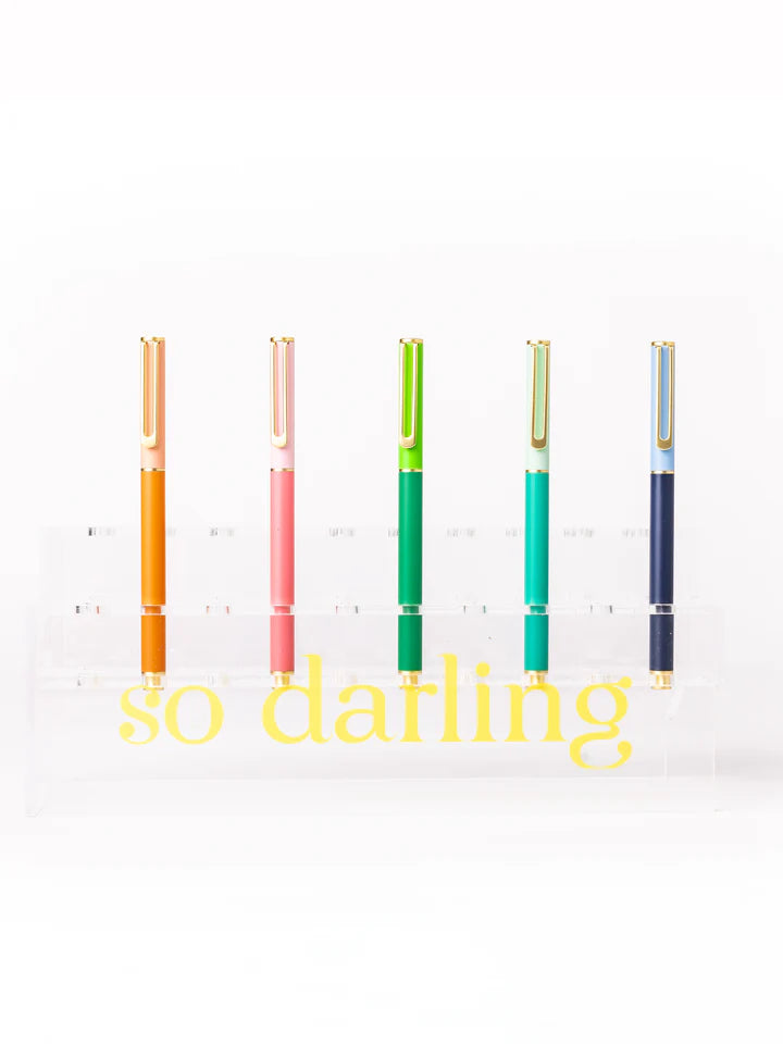 Mary Square Snap Cap Pen | Colorblock Coral